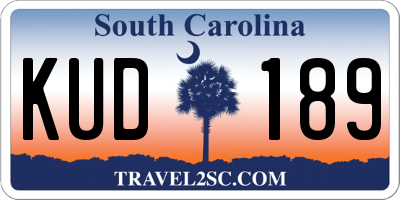 SC license plate KUD189