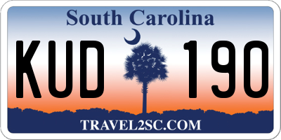 SC license plate KUD190