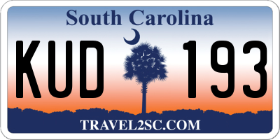 SC license plate KUD193