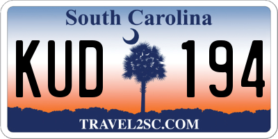 SC license plate KUD194