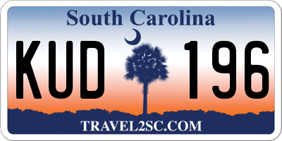 SC license plate KUD196