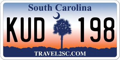 SC license plate KUD198