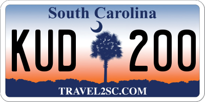 SC license plate KUD200
