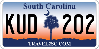 SC license plate KUD202