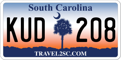 SC license plate KUD208