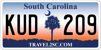 SC license plate KUD209