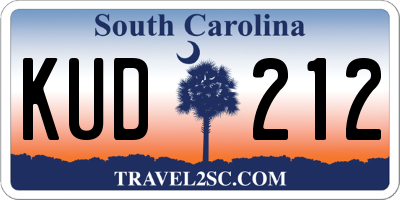 SC license plate KUD212