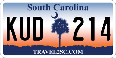 SC license plate KUD214