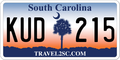 SC license plate KUD215