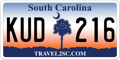 SC license plate KUD216