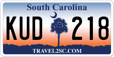 SC license plate KUD218