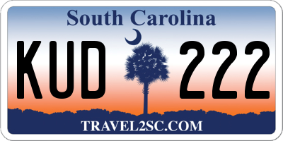 SC license plate KUD222