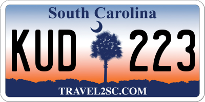 SC license plate KUD223