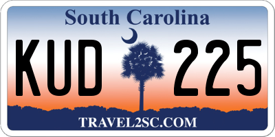 SC license plate KUD225