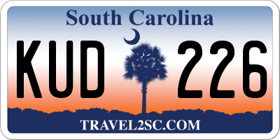 SC license plate KUD226
