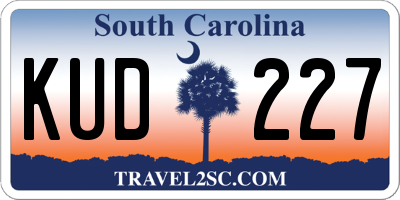 SC license plate KUD227