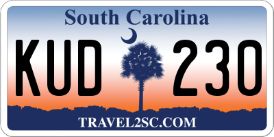 SC license plate KUD230