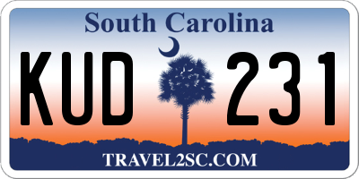 SC license plate KUD231