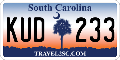SC license plate KUD233