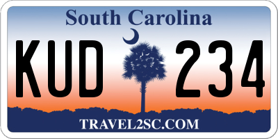 SC license plate KUD234