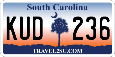 SC license plate KUD236
