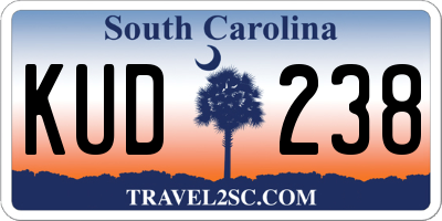 SC license plate KUD238