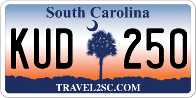 SC license plate KUD250