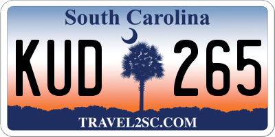 SC license plate KUD265