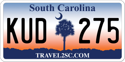 SC license plate KUD275