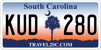 SC license plate KUD280