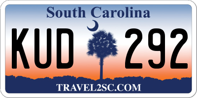 SC license plate KUD292