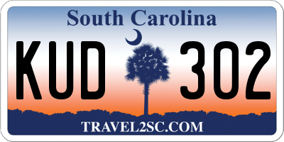 SC license plate KUD302