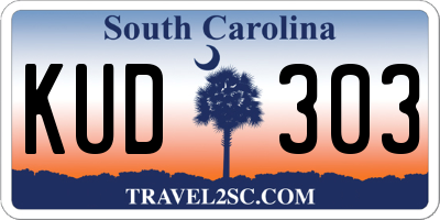 SC license plate KUD303