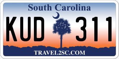 SC license plate KUD311