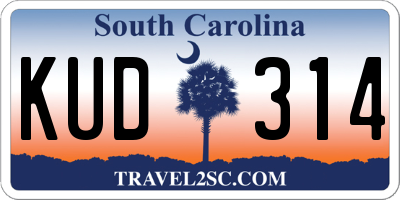 SC license plate KUD314