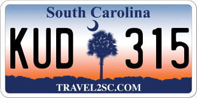 SC license plate KUD315