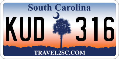 SC license plate KUD316