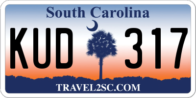 SC license plate KUD317