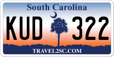 SC license plate KUD322