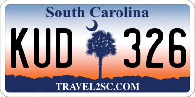 SC license plate KUD326