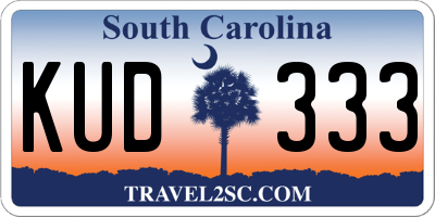 SC license plate KUD333