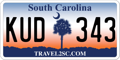 SC license plate KUD343