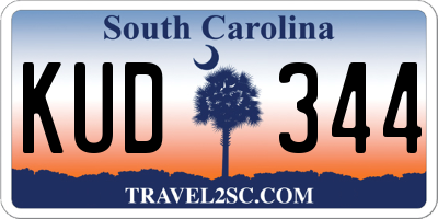 SC license plate KUD344