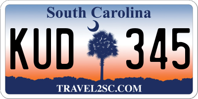 SC license plate KUD345