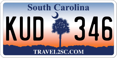 SC license plate KUD346