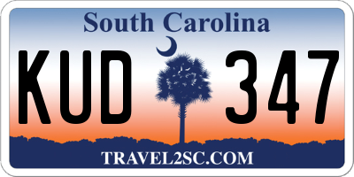 SC license plate KUD347