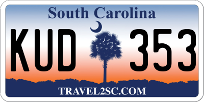 SC license plate KUD353