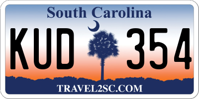 SC license plate KUD354