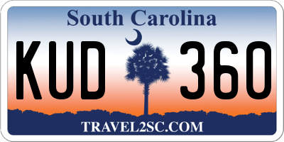 SC license plate KUD360