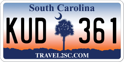 SC license plate KUD361